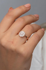 NRZ | 925K Sterling Silver White Zircon Stone Flower Adjustable Size Ring