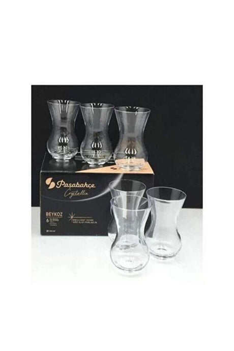 Nudeglass Beykoz Crystallin Professional Turkish Tea Glasses - 6 Piece Set (145cc Each) - TryAladdin