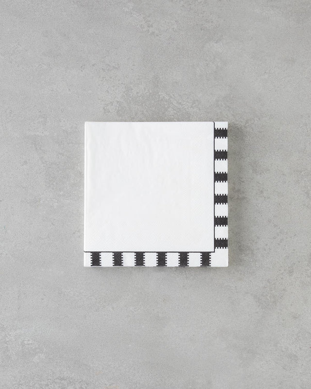 Professional Black White Nuvia Design Paper Napkins   33x33cm 20 Count