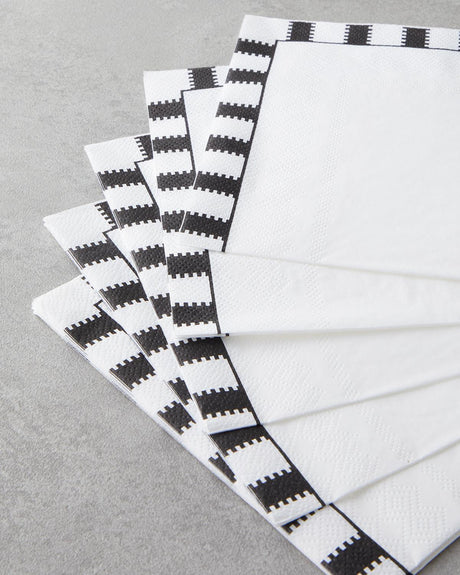 Professional Black White Nuvia Design Paper Napkins   33x33cm 20 Count