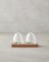 Professional Borosilicate Acacia Wood Salt Pepper Shaker Set 2 Piece