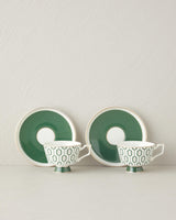 Premium New Bone China Dark Green Coffee Cup Set 4 Piece 90ml