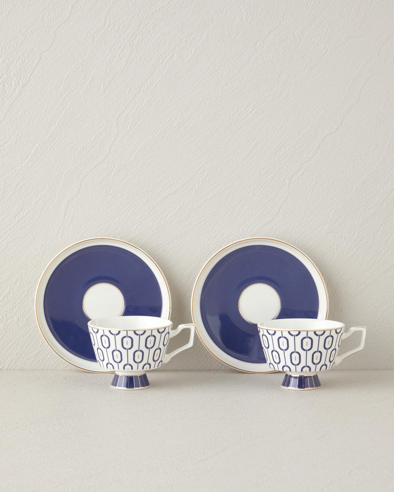 Premium New Bone China Coffee Cup Set 4 Piece Navy Blue 90ml