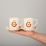 Official Galatasaray Licensed Striped Coffee Mug Set - 2 Piece - TryAladdin
