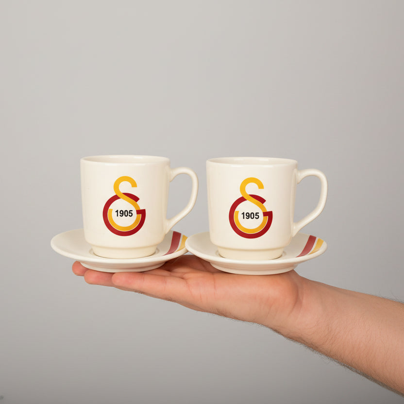 Official Galatasaray Licensed Striped Coffee Mug Set - 2 Piece - TryAladdin