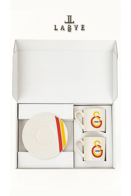 Official Galatasaray Licensed Striped Coffee Mug Set - 2 Piece - TryAladdin