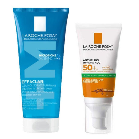 Oil Control & Anti - Shine Skincare Set - Purifying Gel Cleanser & SPF50+ Sunscreen - TryAladdin