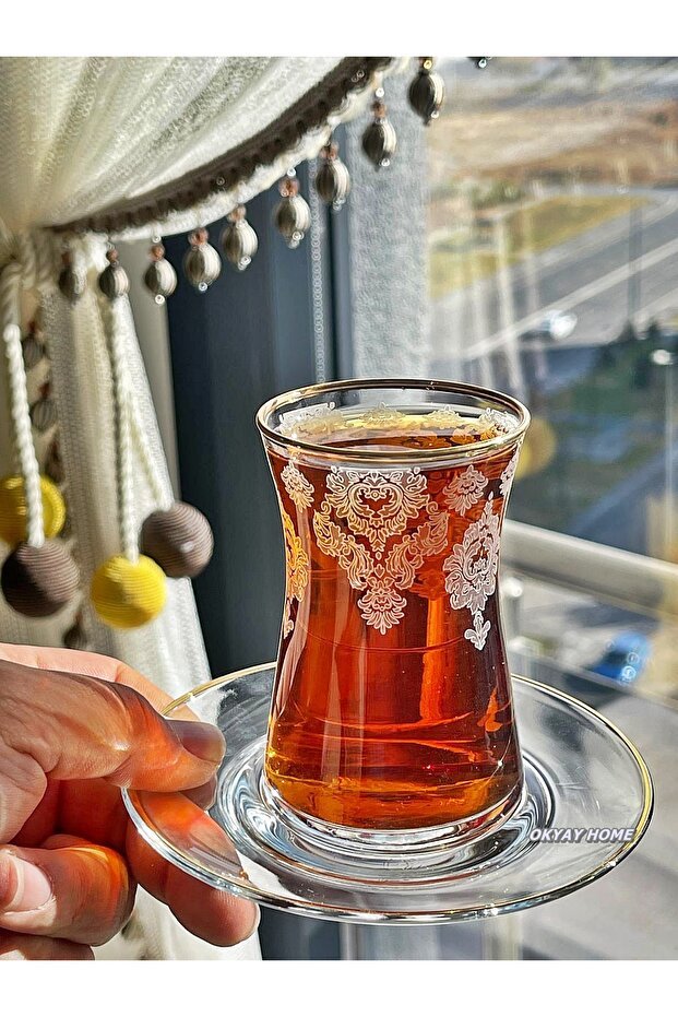 Okyay Home Premium Gilded Lace Tea Set for 6 - 12 Piece Set - TryAladdin