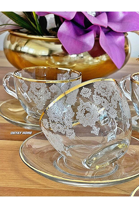 Okyay Home Premium Gold Gilded Turkish Coffee Cup Set - 12 - Piece - TryAladdin