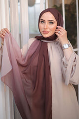 Ombre Chiffon Shawl - Coffee Mink Gradient - TryAladdin