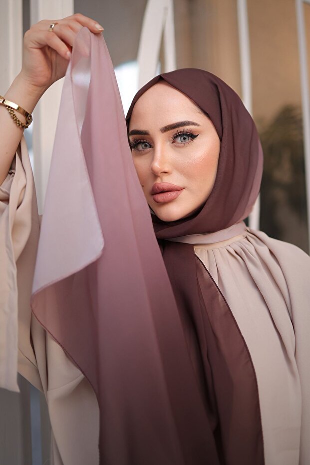 Ombre Chiffon Shawl - Coffee Mink Gradient - TryAladdin