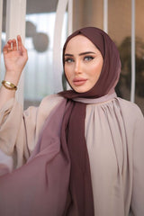 Ombre Chiffon Shawl - Coffee Mink Gradient - TryAladdin