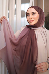 Ombre Chiffon Shawl - Coffee Mink Gradient - TryAladdin