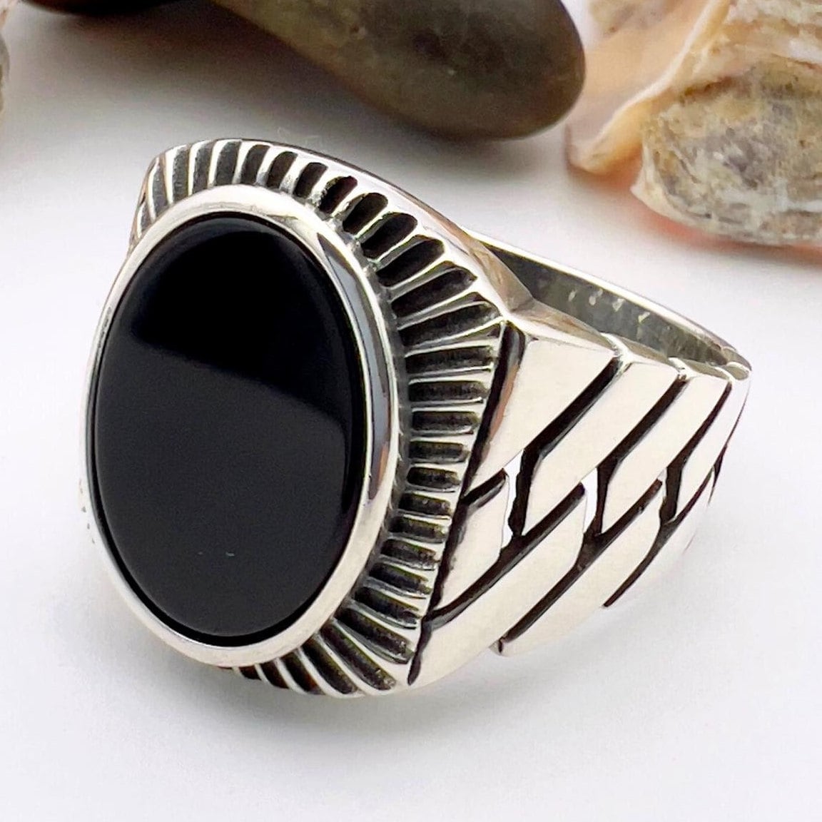 Onyx Men's Silver Ring