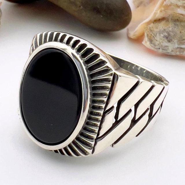 Onyx Men's Silver Ring