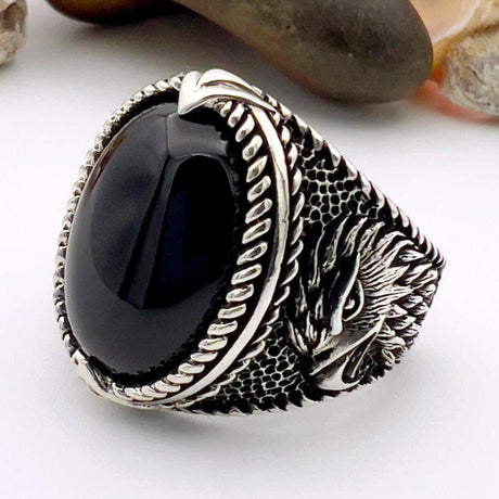 Onyx Men's Silver Ring