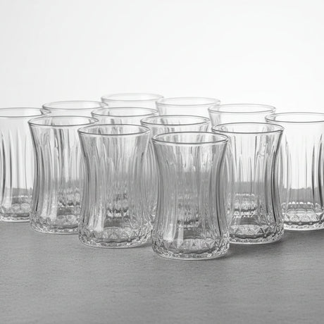 Juego de vaso y platillo de té turco Pasabahce Elysia Premium - 12 piezas