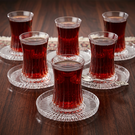 Ensemble de verres à thé turcs professionnels Aybaba Store - Ensemble de 12 pièces