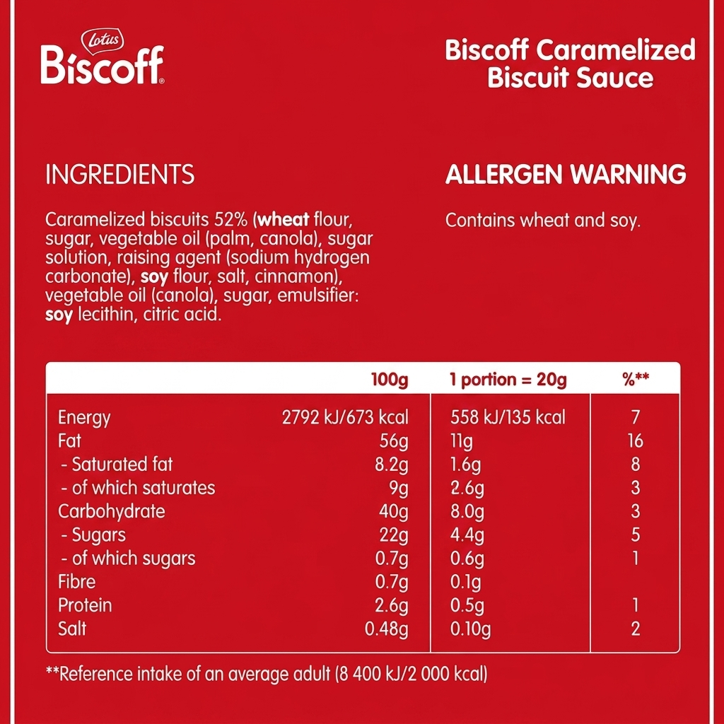 Garniture de biscuit caramélisé Biscoff de qualité professionnelle - 1 Kg