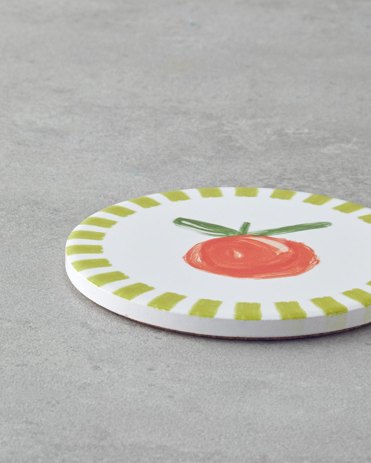 Professional Green Ceramic Coaster   11cm Round Drink Mat   Bulk Tableware