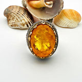 Orange Tourmaline Oval Stone Men's Ring