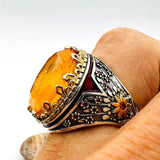 Orange Tourmaline Oval Stone Men's Ring