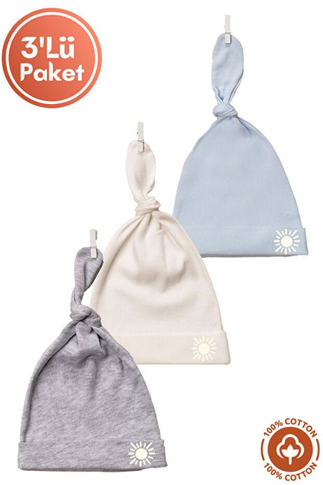Organic Cotton Baby Bonnet Set - Sun Print 0 (3 - Pack) - TryAladdin