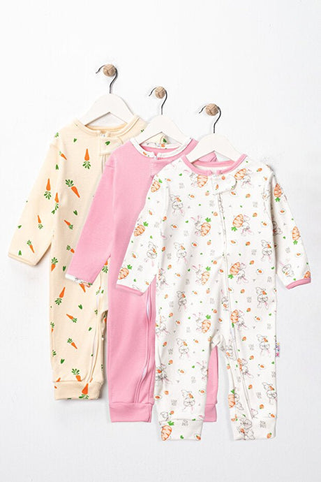 Organic Cotton Baby Girl Jumpsuit & Bodysuit Set - 3 - Piece - TryAladdin