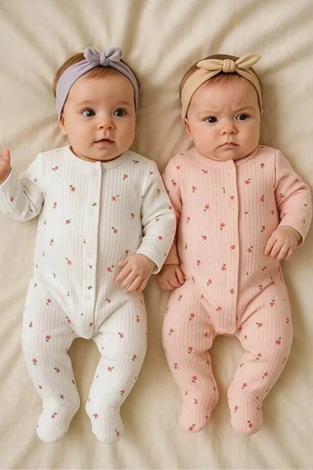 Organic Floral Newborn Girl Romper Set - 2 - Piece Cotton Set - TryAladdin
