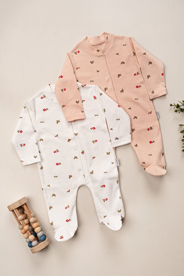 Organic Floral Newborn Girl Romper Set - 2 - Piece Cotton Set - TryAladdin