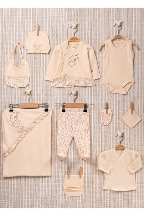 Organic Newborn Baby Girl Hospital Exit 10 - Piece Set - 100% Cotton - TryAladdin