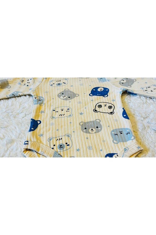 Organic Newborn Blue Bear Ribbed Cotton Baby Set - 2 - Piece - TryAladdin