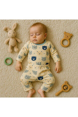 Organic Newborn Blue Bear Ribbed Cotton Baby Set - 2 - Piece - TryAladdin