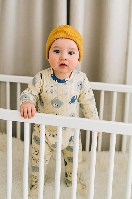 Organic Newborn Blue Bear Ribbed Cotton Baby Set - 2 - Piece - TryAladdin
