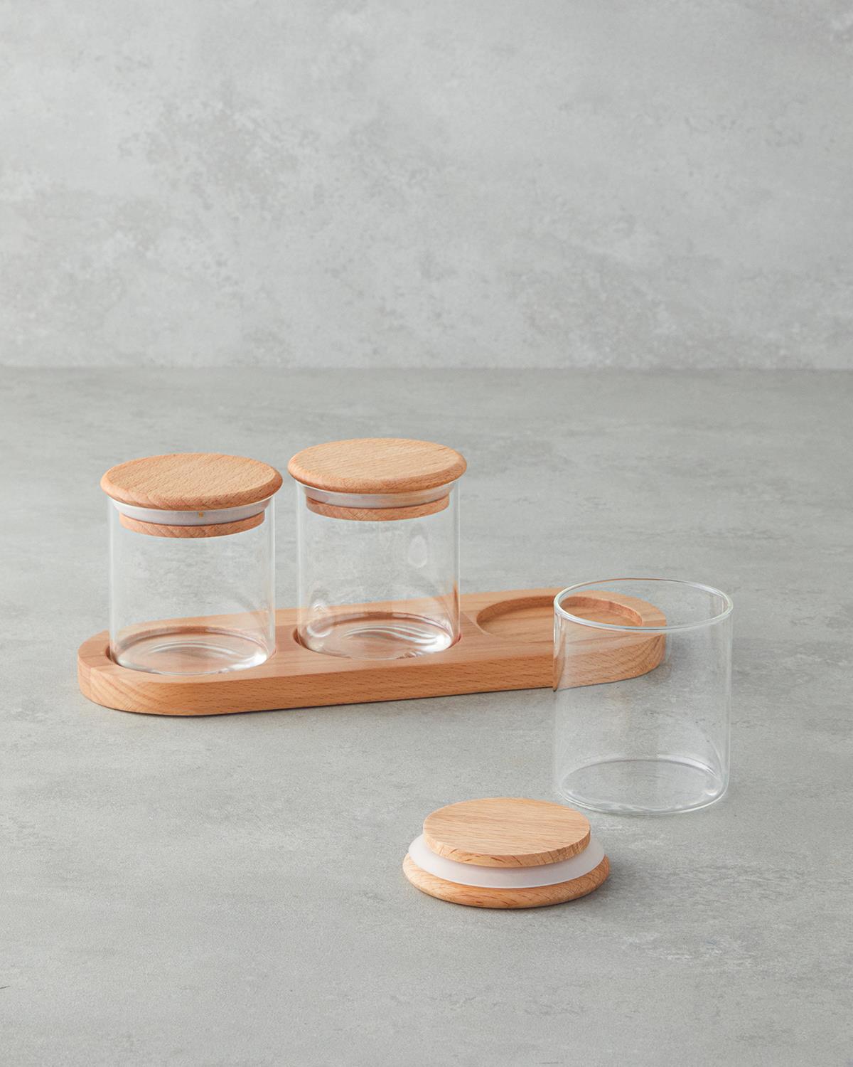 Borosilicate Glass Clear Spice Jar Set 3 Piece