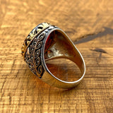 Ottoman Style Men's Handmade Red Stone Ring