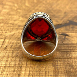 Ottoman Style Men's Handmade Red Stone Ring