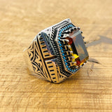 Ottoman Style Multi - Color Zultanite Men's Ring