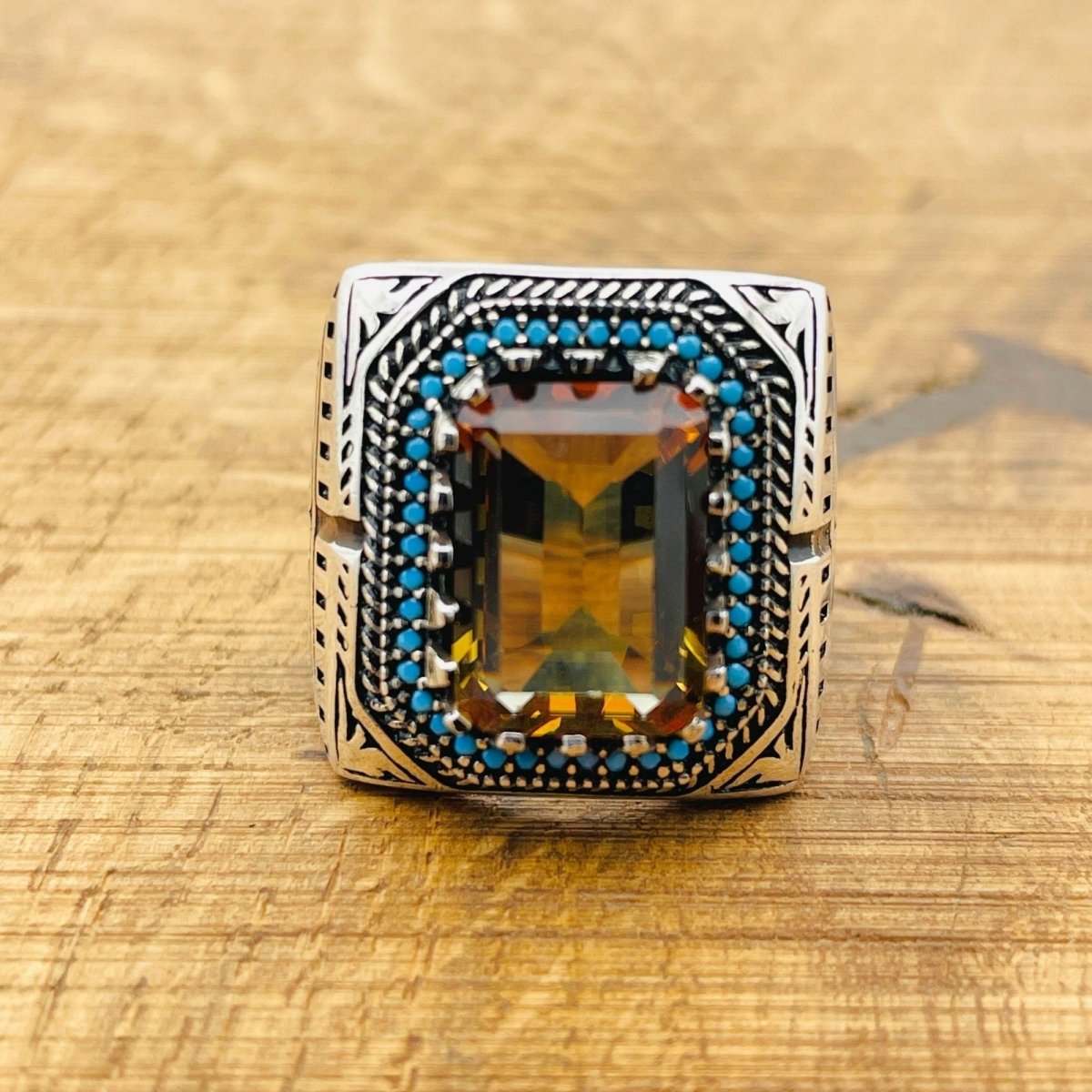 Ottoman Style Multi - Color Zultanite Men's Ring - TryAladdin