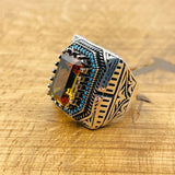 Ottoman Style Multi - Color Zultanite Men's Ring