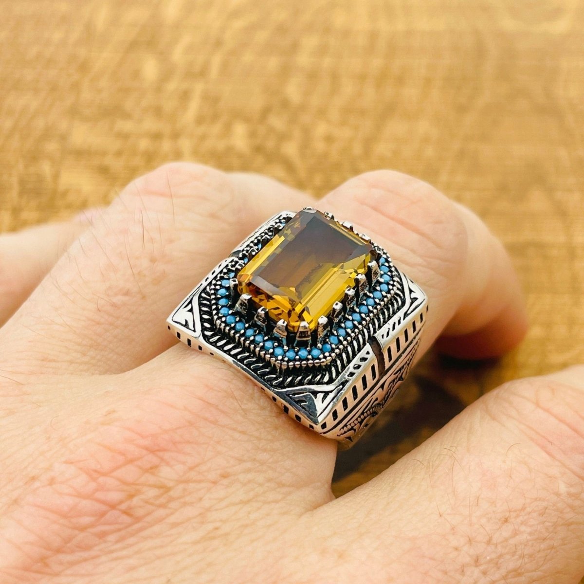 Ottoman Style Multi - Color Zultanite Men's Ring