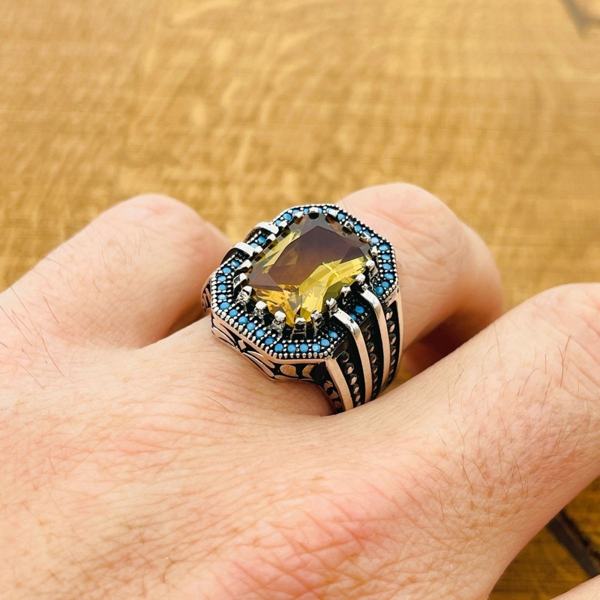 Ottoman Style Multi - Color Zultanite Stone Men's Ring