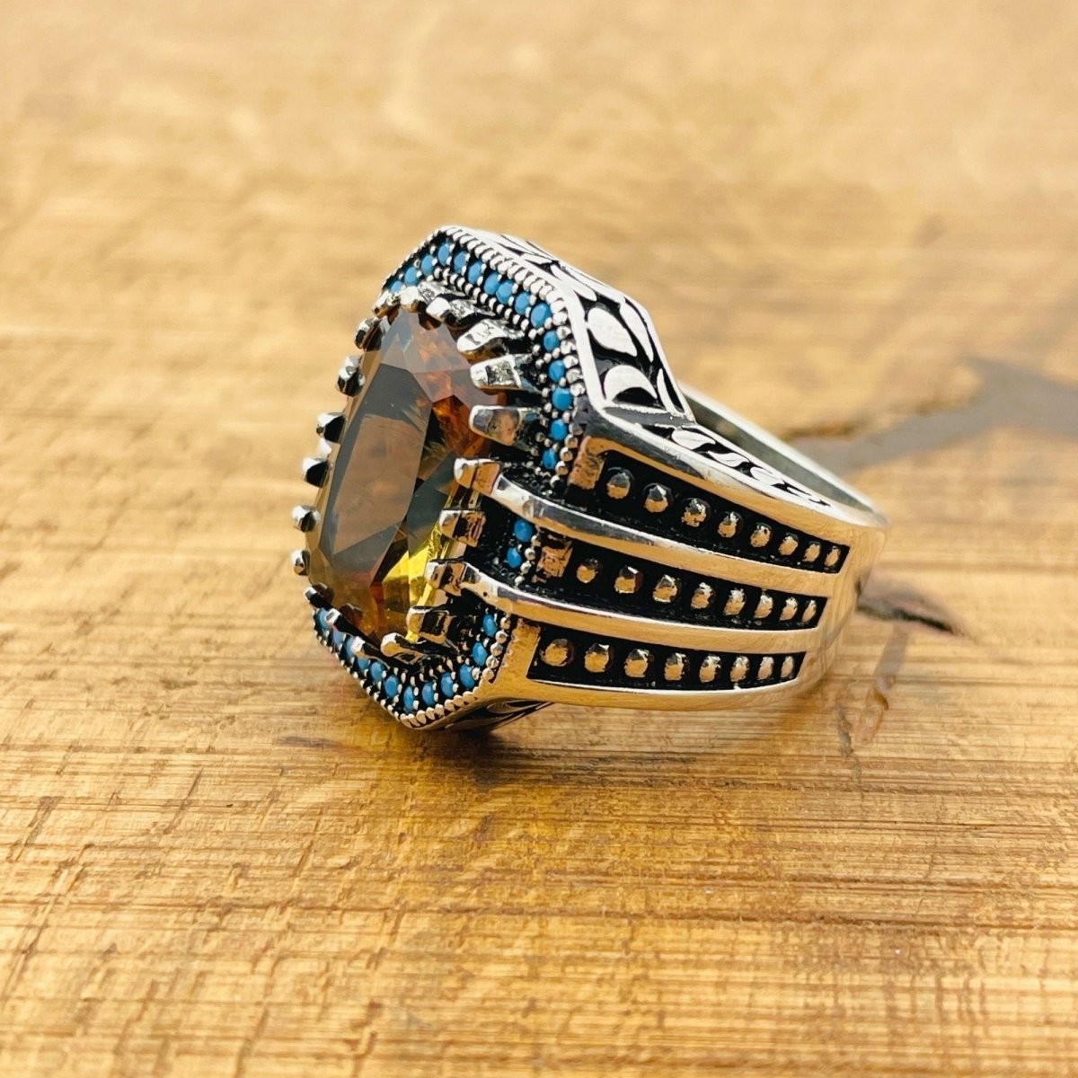 Ottoman Style Multi - Color Zultanite Stone Men's Ring