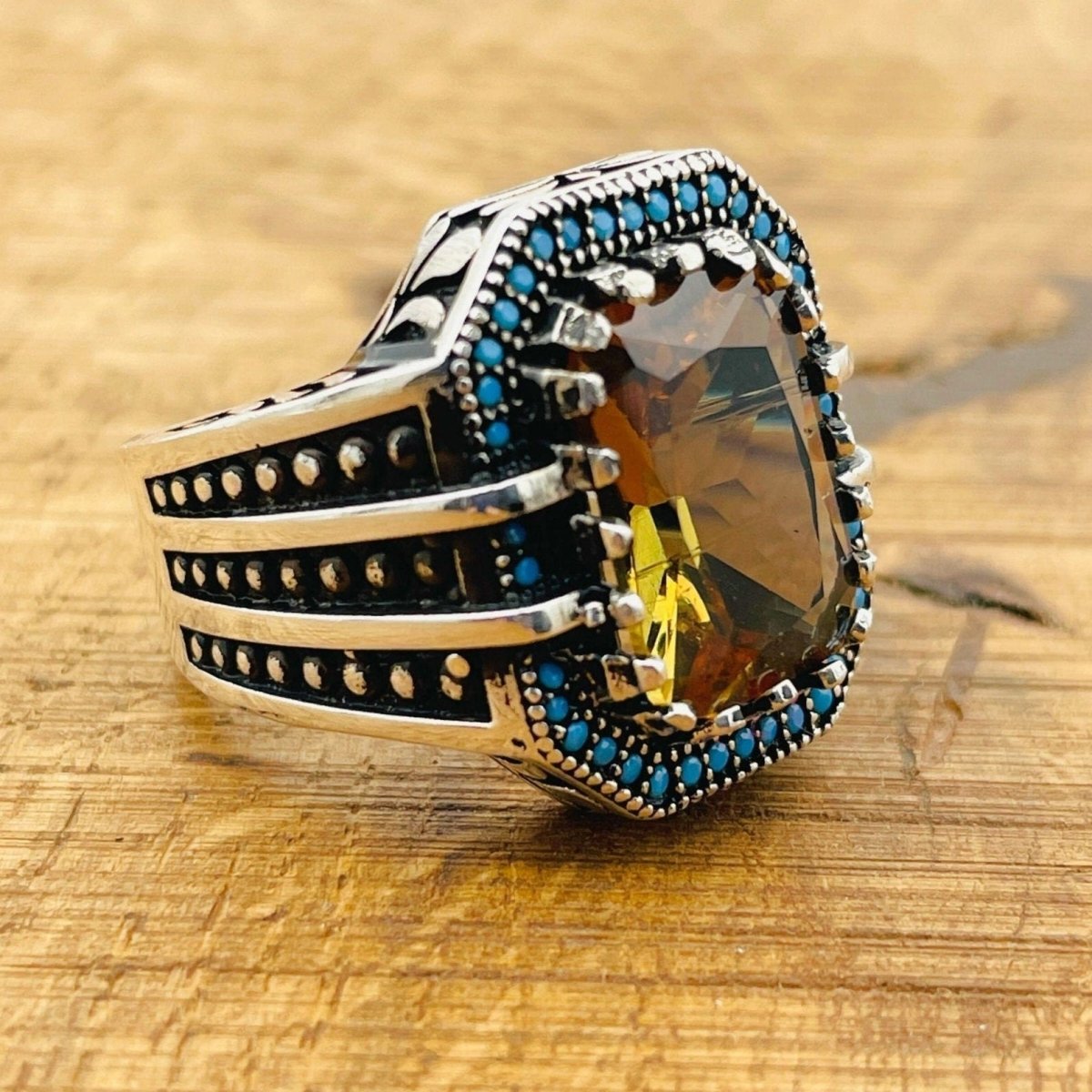 Ottoman Style Multi - Color Zultanite Stone Men's Ring