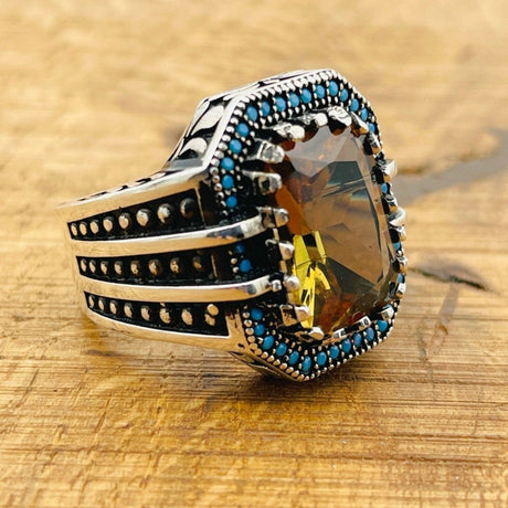 Ottoman Style Multi - Color Zultanite Stone Men's Ring