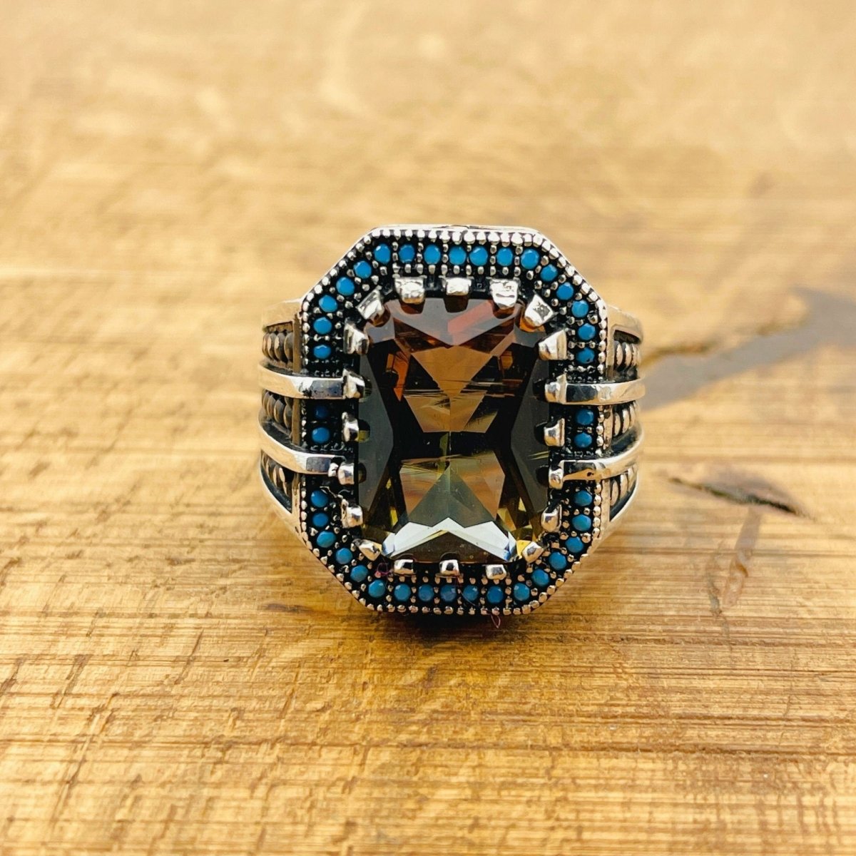 Ottoman Style Multi - Color Zultanite Stone Men's Ring