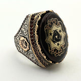 Ottoman Symbol Agate Stone Men's Ring