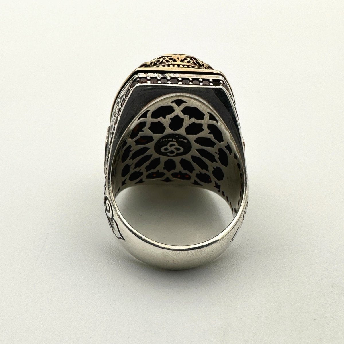 Ottoman Symbol Agate Stone Men's Ring