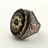 Ottoman Symbol Agate Stone Men's Ring