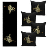 Ottoman Tughra Specially Designed Digital Printed Runner and Cushion Pillow Cover Set - TryAladdin